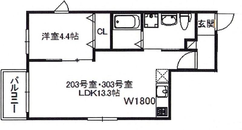 アコルト箱崎(1LDK/2階)の間取り写真