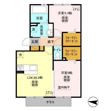 パレス オン(2LDK/1階)の間取り写真