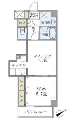 イーストコート平野(1DK/4階)の間取り写真