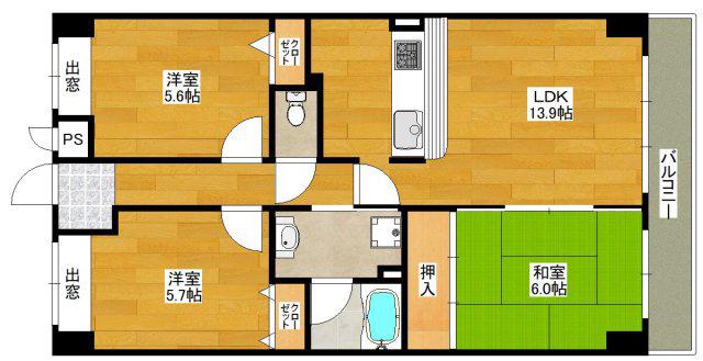 ルアン緑地(3LDK/3階)の間取り写真