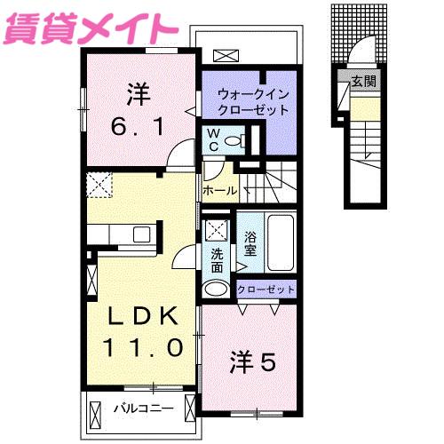 G・ブリッサ I(2LDK/2階)の間取り写真