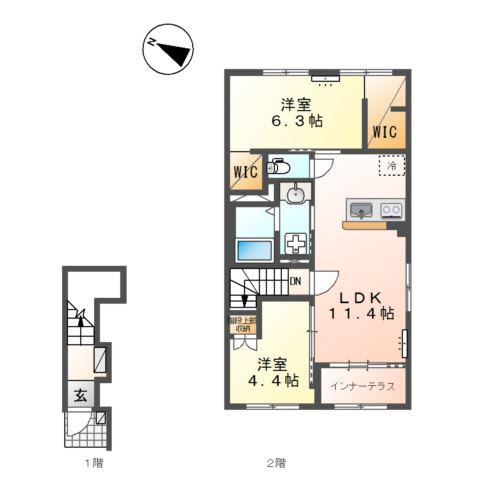 清水町徳倉アパート(2LDK/2階)の間取り写真