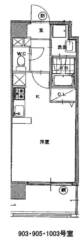 エスーフォート八王子南(1K/9階)の間取り写真