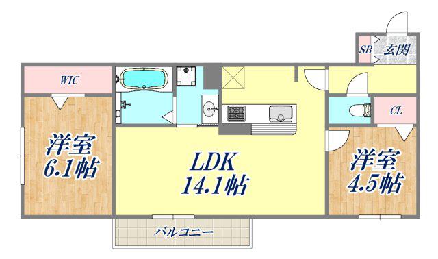 ファミールノーヴェ(2LDK/1階)の間取り写真