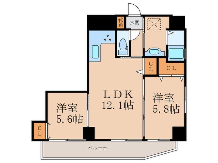 LE CIEL (2LDK/8階)の間取り写真