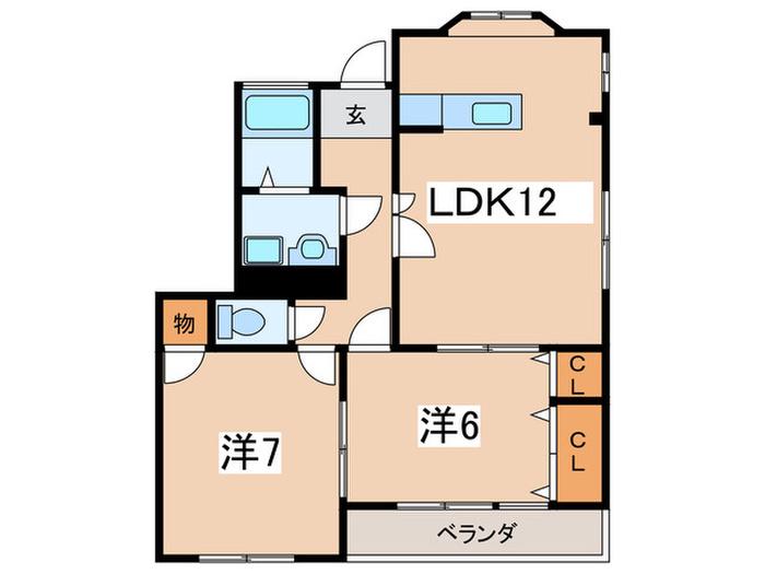 マンション川口(2LDK/2階)の間取り写真