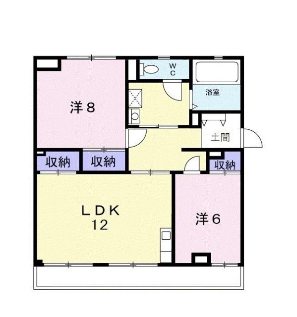馬走グリーンハイツ(2LDK/3階)の間取り写真