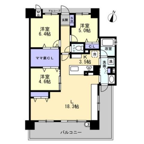 アルファスマート川内駅(4LDK/3階)の間取り写真