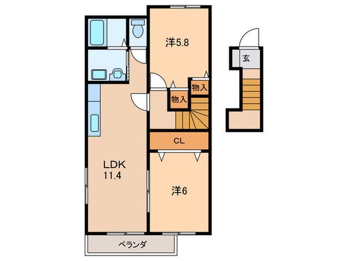 ライゼハイム(2LDK/2階)の間取り写真