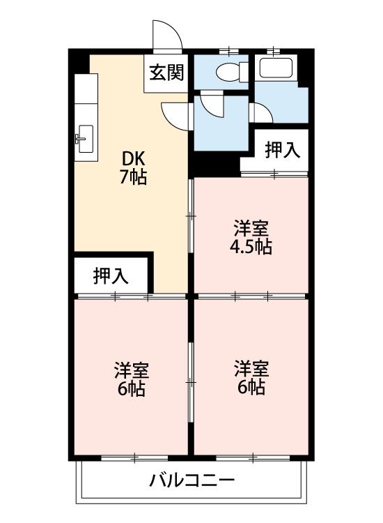 第2知商ビル(3DK/5階)の間取り写真