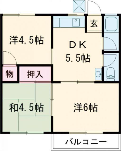 ホワイトレジデンス(3DK/2階)の間取り写真