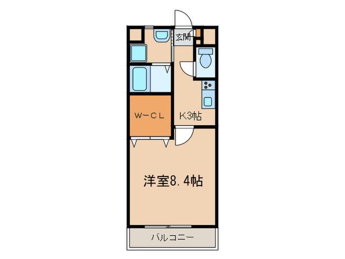 ラフィネ浄水(1K/1階)の間取り写真
