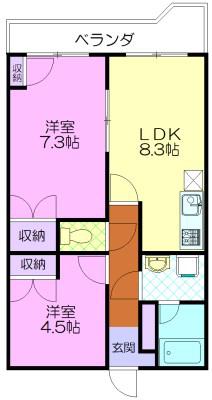 御幸パークマンション(2DK/2階)の間取り写真