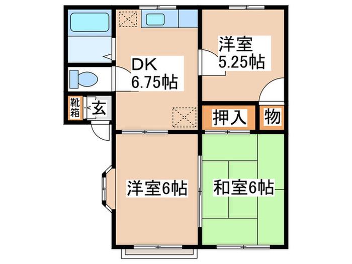 ベルゾーネ稲垣II(3DK/2階)の間取り写真
