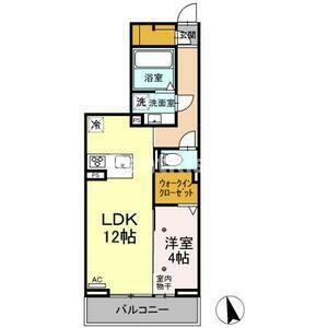 D-ROOM新生(1LDK/2階)の間取り写真