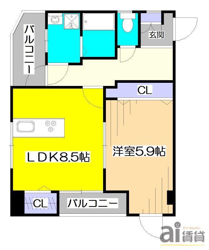 AIFORT.永福町(1LDK/2階)の間取り写真
