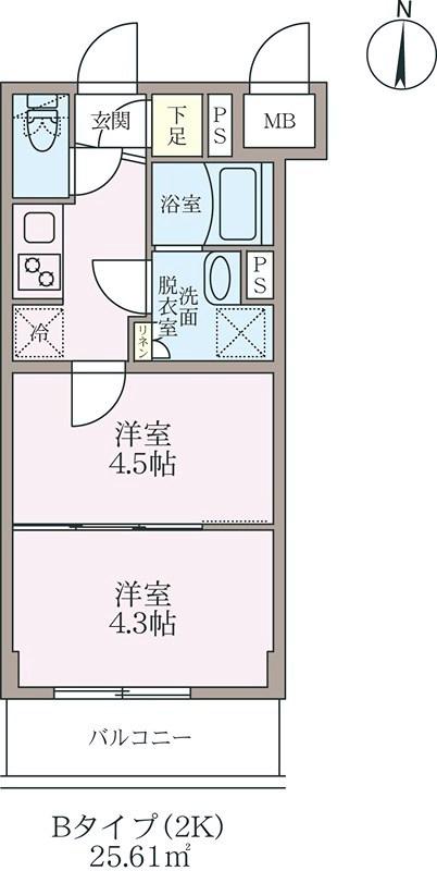 ラヴィエ―ル住吉駅前(2K/2階)の間取り写真