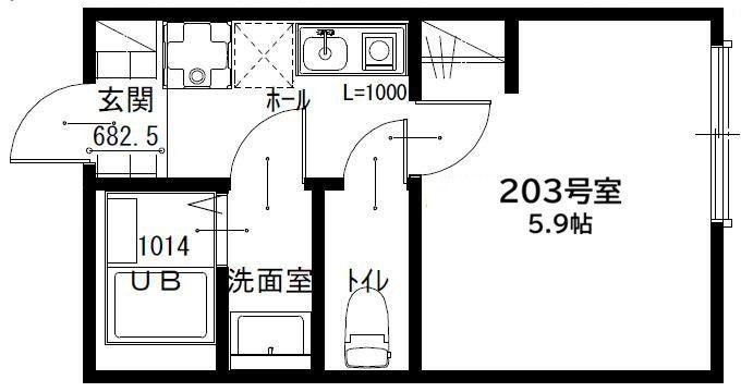 セジュール(1K/2階)の間取り写真
