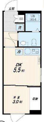 FULLEA神楽坂(1DK/2階)の間取り写真