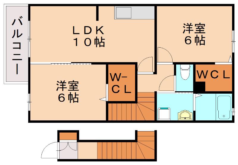 ブリーゼI(2LDK/2階)の間取り写真
