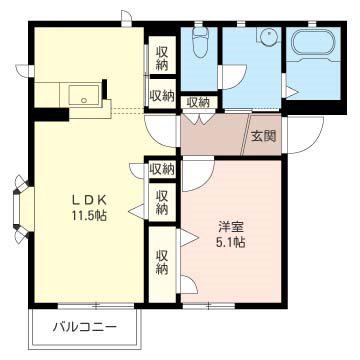 ソレーユ美鈴(1LDK/2階)の間取り写真