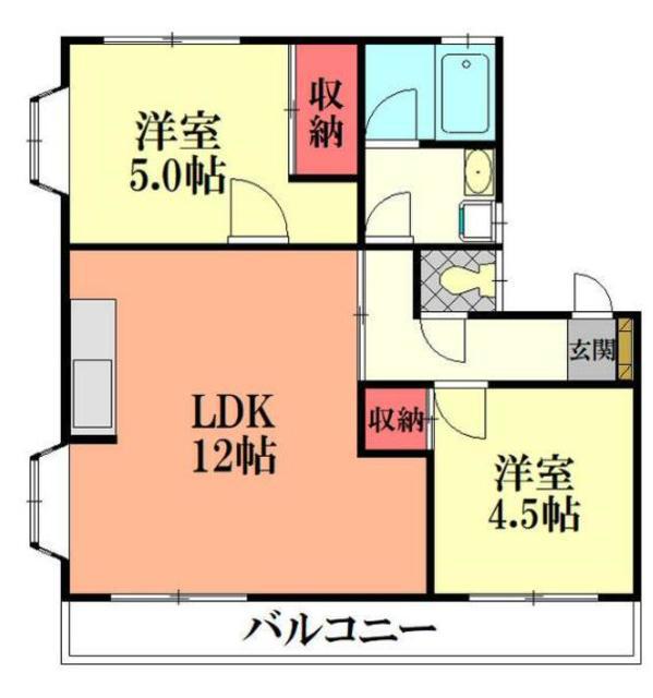 メイプルハイツA(2LDK/1階)の間取り写真