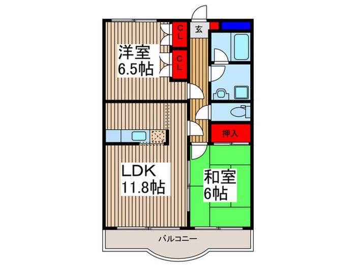 マンション太平(2LDK/1階)の間取り写真