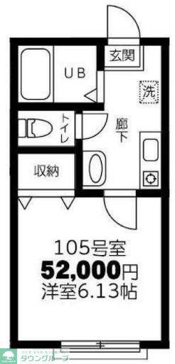 アベニュー小山(1K/1階)の間取り写真