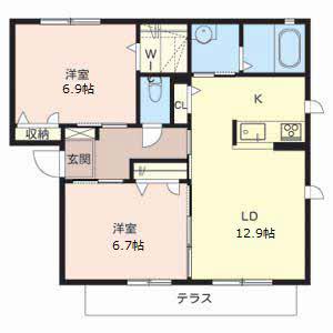 エーデル吉(2LDK/1階)の間取り写真