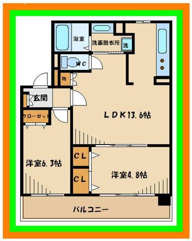 リンデンハイム(2LDK/2階)の間取り写真