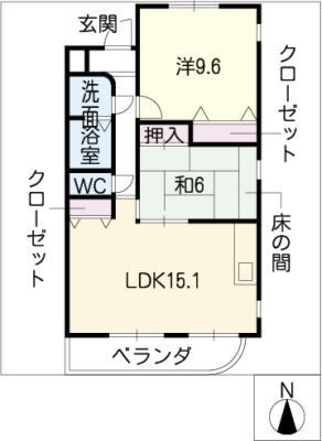 地下鉄鶴舞線 平針駅 徒歩22分 3階建 築32年(2LDK/3階)の間取り写真