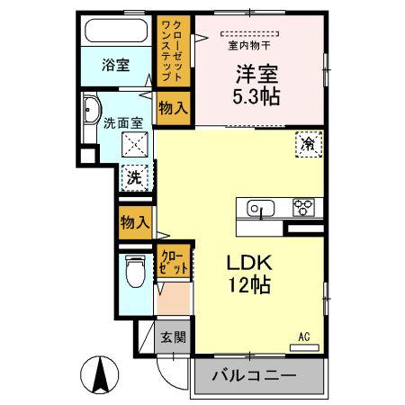 クレール・シャンブル(1LDK/1階)の間取り写真