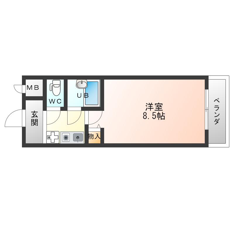 メゾン アイーシャ 8階 9月初旬 入居可予定(1K/8階)の間取り写真