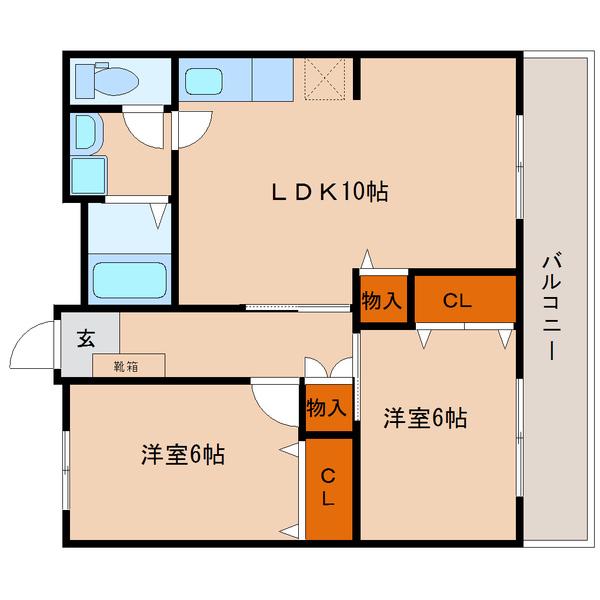 ストークマンション(2LDK/2階)の間取り写真