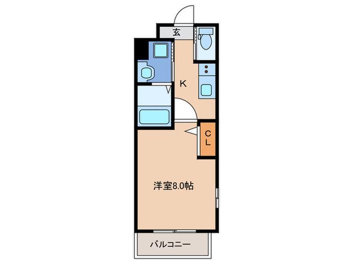 アヴァンセ千早(1K/4階)の間取り写真