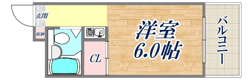 グランデージ東難波(ワンルーム/2階)の間取り写真