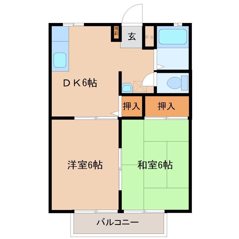 フジミハイツ(2DK/2階)の間取り写真