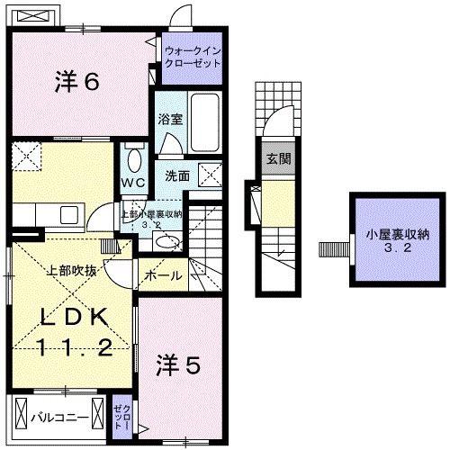クレールI(2LDK/2階)の間取り写真