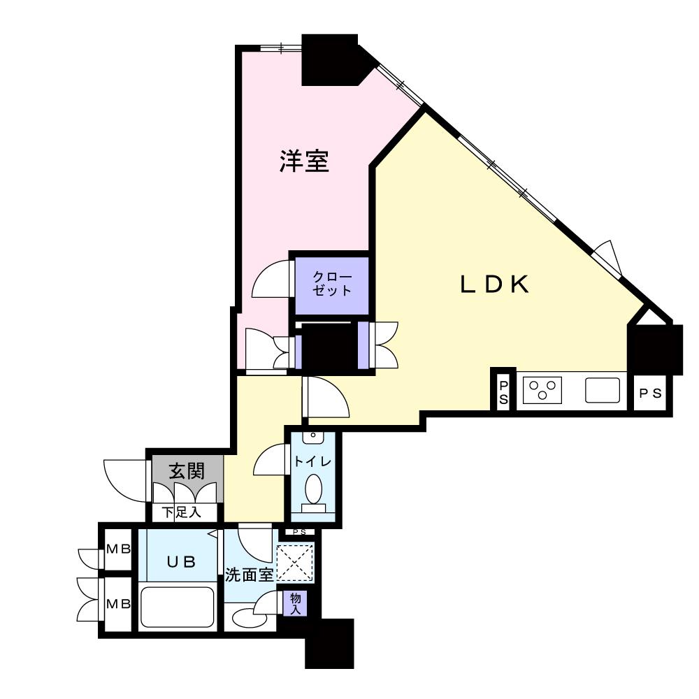 ローレルコート新宿タワー(1LDK/8階)の間取り写真