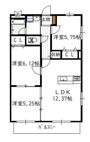 COLLINE(3LDK/2階)の間取り写真