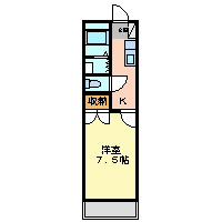 スプリングコートII(1DK/2階)の間取り写真