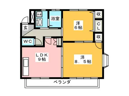 エレンシアール(2LDK/1階)の間取り写真