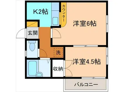 あぷろうち(2K/1階)の間取り写真