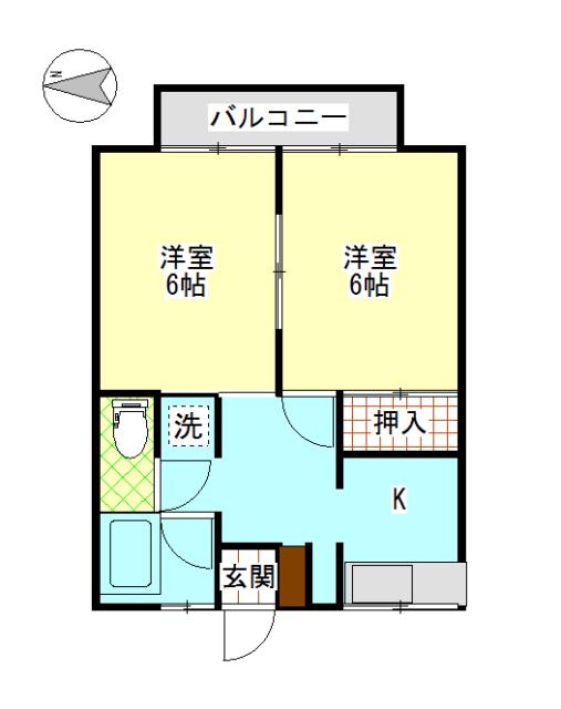 レジデンス渡利(2K/2階)の間取り写真