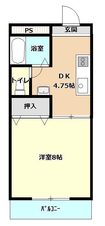 アースウェル(1DK/2階)の間取り写真