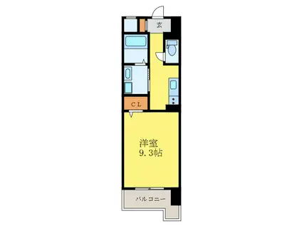 グランクリュ佐古 イースト(1K/3階)の間取り写真