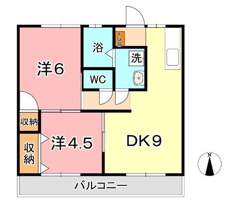 グランアムールもず I(2DK/2階)の間取り写真