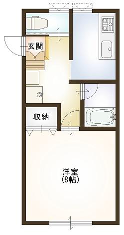 ルミエール薬師堂A(1K/2階)の間取り写真