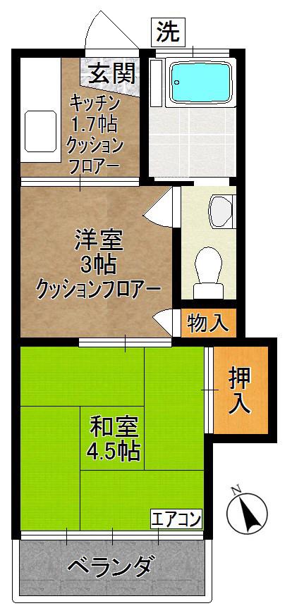 多摩コーポ(2K/2階)の間取り写真