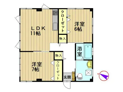 グラシアI(2LDK/1階)の間取り写真